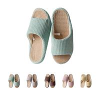 Pantoufles assorties en lin pour couples, respirantes, à bout ouvert, légères, pour salle de bain, chambre à coucher, douche, extérieur, plage, piscine, vacances, rose, 36 2/3 EU