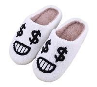 Pantoufles avec visage joyeux femmes hommes pantoufles chaudes drôles peluche maison pantoufles peluche douce rétro confortables pantoufles intérieur et extérieur, a, E