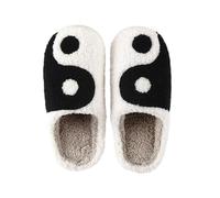 Pantoufles blanches mignonnes imprimées Tai Chi - Chaussures d'intérieur et d'extérieur pour femme - Pantoufles en fourrure pour femme - Pantoufles pieds nus pour femme, Z102113 noir, 40 EU