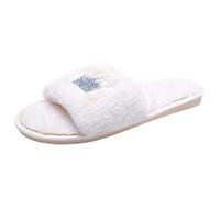 Pantoufles bout ouvert pour femmes intérieur confortable mémoire de forme femmes maison pantoufles été sans lacet confortable doux flanelle chambre toboggan respirant Sandales Taille 8 (White, 39)
