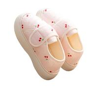 Pantoufles cerises pour femmes | Pantoufles orthopédiques pour femmes diabétiques | Chaussures d'intérieur à enfiler | Jolis motifs fruits | Semelle épaisse et souple avec pâte magique | Claquettes