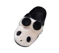 Pantoufles Chaudes en Peluche, Motif Panda, Chaussures antidérapantes pour dortoirs,Noir,38 EU