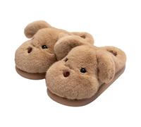Pantoufles chaudes en peluche pour femme, kaki, 36 EU