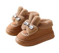 Pantoufles chaudes et amusantes pour homme - Fermés - Gris - Avec oreilles de lapin - En peluche - Plateforme - En coton moelleux - Chaussons mignons, marron, 41 EU