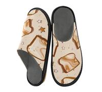 Pantoufles chaudes et pelucheuses pour homme - Motif pain et étoiles - Semelles antidérapantes pour intérieur/extérieur, Motif étoiles de pain, 42/44 EU