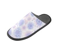 Pantoufles chaudes pour femme avec mousse à mémoire de forme - Motif mandala circulaire - Couleurs pastel - Pour la maison, la chambre à coucher, Fleurs mandala circulaires dans des couleurs pastel