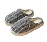 Pantoufles chaudes pour femme - Pour l'hiver - Élégantes - En mousse à mémoire de forme - Légères et antidérapantes - En peluche douce - Pour couple d'amoureux, gris, 40 EU