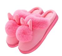 Pantoufles chaudes pour femmes confort intérieur oreilles maison chaussures lapin pantoufles d'hiver doux fourrure femmes pantoufles S chaussures femme ballerine, Rose, 40 EU
