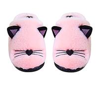 Pantoufles chaudes pour garçons et filles, motif chat mignon, chaussons d'intérieur antidérapants, Chat rose, 12-13 Little Kid