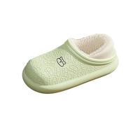 Pantoufles chaudes pour l'hiver, pantoufles simples de couleur unie, pantoufles avec orteils fermés, pantoufles en coton doublées en peluche, légères et confortables, semelles antidérapantes, vert, 38