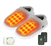 Pantoufles chauffantes - Chauffe-pieds électrique pour homme et femme - Chaussons chauffants avec 2 batteries de 4000 mAh - Chaussures chauffantes pour adultes avec (chaussures à talon, XL-Femme : 41