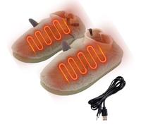 Pantoufles chauffantes douces pour la maison, chaussures chauffantes électriques USB, chauffe-pieds d'intérieur pour femme | Pantoufles d'hiver chaudes en peluche | Chaussures thermiques confortables