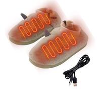 Pantoufles chauffantes électriques - Pantoufles d'intérieur chauffantes par USB, chaussons chauffants électriques chauds en peluche douce, pantoufles chauffantes USB rechargeables pour l'hiver