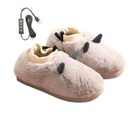 Pantoufles chauffantes pour femme - Chauffe-pieds électriques - Chauffe-pieds électriques - Chaussons confortables en peluche - Chaussures chauffantes USB - Chaussons flous pour la maison