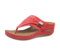 Pantoufles chauffantes pour femmes sans fil avec semelle antidérapante 2024 Nouvelles tongs épaisses à talon compensé, rouge pastèque, 37 EU