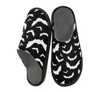 Pantoufles chauve-souris d'Halloween pour homme et femme - Blanc - Pantoufles d'intérieur - Chaussettes d'intérieur - Chaussures de chambre à coucher, de voyage, multicolore, 38/39 EU