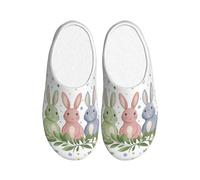 Pantoufles colorées en flanelle pour femme - Motif lapin - Antidérapantes - Chaudes - Pour l'intérieur et l'extérieur, multicolore, X-Small Men/ X-Large Women