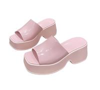 Pantoufles colorées pour femme Printemps/été à fond épais Matsuke Casual One Line Square Head Coloré Pantoufles Chaussures pour femmes Sandales 8, Rouge, 5 UK 3X-Narrow
