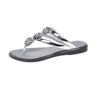 Pantoufles Confortable catégorie Women's Slipper - Pantoufles d'été à Strass pour Femmes - Confortables et Tendance avec tempérament (Silver, 41)
