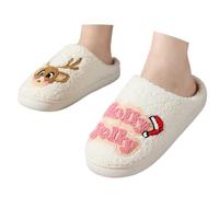 Pantoufles Confortable Chaussons d'hiver Confortables pour Couple avec imprimé Festif offrant Un Confort intérieur et extérieur Optimal pour Femmes et Hommes (White, 37)