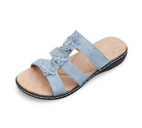 Pantoufles Confortable Chaussons Femme Tendance pour détente Quotidienne avec Motif Floral été Chaussure à Bout Ouvert et Talon Moyen Design élégant et Confort Parfait pour Une Tenue(Light Blue, 37)