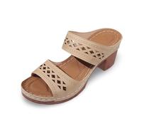 Pantoufles Confortable Pantoufles Confortables pour Femmes - Sandales d’ été à Bout Ouvert avec Talon compensé Tendance idéalement décontracté pour Une Tenue Quotidien (Beige, 39)