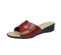 Pantoufles Confortable Pantoufles d'été en Cuir à Bout Ouvert pour Femmes Cool décontractées Confortables Plage Plein air (Red, 40)