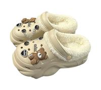 Pantoufles confortables en mousse à mémoire de forme, à enfiler, pour l'intérieur et l'extérieur, avec breloques amovibles à motifs de dessins animés. Idéales pour l'hiver.#Z