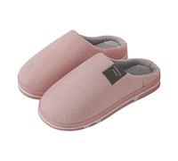 Pantoufles confortables en peluche pour femme - Semelle souple - Chaussons confortables pour l'intérieur - Antidérapants - Chaussures de loisirs - Chaussures chauffantes en feutre, Rouge pastèque, 38