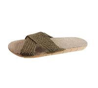 Pantoufles confortables et plates pour femme - Élégantes - Style bohème - Chaussures de plage pour femme - Sandales de loisirs avec sangle croisée tressée - Belle sandale avec lit de pied en liège et