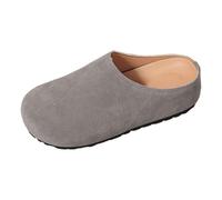 Pantoufles confortables pour femme pour le quotidien, respirantes, bout fermé, cuir pur pour l'été, polyvalentes pour jeans, semelle plate pour un confort tout au long de la journée, gris, 42 EU