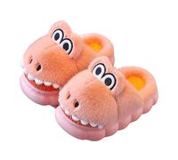 Pantoufles confortables pour filles pour un usage domestique. Design mignon dinosaure. Chaussons pour enfants jusqu'à 13 ans. Parfait pour l'hiver les chaussures arc-en-ciel pour filles, Rose, 33.5 EU