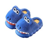 Pantoufles confortables pour filles pour un usage domestique. Design mignon dinosaure. Chaussons pour enfants jusqu'à 13 ans. Parfait pour l'hiver les chaussures arc-en-ciel pour filles, bleu, 33.5 EU