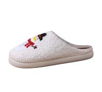 Pantoufles confortables pour homme et femme Motif bonhomme de neige brodé Christ hiver 2026, blanc, 38.5 EU