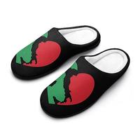 Pantoufles confortables pour hommes, en coton léger, aux couleurs du drapeau italien et ornées d'un cœur et d'une carte de l'Italie. Fabriquées en mousse à mémoire de forme, elles sont idéales pour