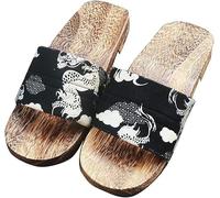Pantoufles D’été, Pantoufles en Bois Hommes Kimono Geta Clogs Style Japonais Yukata Pantoufles Chaussures en Bois Chinois Plage Tongs Flops Anime Cosplay Sandales pour Femmes Ho, B, 37 EU