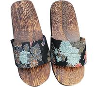Pantoufles D’été, Pantoufles en Bois Hommes Kimono Geta Clogs Style Japonais Yukata Pantoufles Chaussures en Bois Chinois Plage Tongs Flops Anime Cosplay Sandales pour Femmes Ho, C, 40 EU