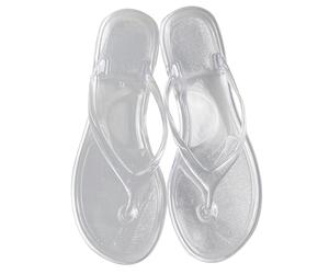 Pantoufles, Dames Été Transparent Gelée Cristal Fond Plat Orteil Tongs Plage Sandale, Couleur Vive Et Durable