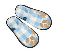 Pantoufles d'automne vichy pour homme et femme - Feuilles d'érable - Antidérapantes - Confortables - En mousse à mémoire de forme - Pour chambre à coucher, voyage, multicolore, 8/11 UK Men/ 9.5/11.5