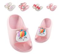 Pantoufles de Bain Enfants Chaussons Été Fille Garçon Tongs Claquette Chaussures pour Piscine et Plage Antidérapant Plates Sandales Chat Rose 31/32 (Taille de l'étiquette 210mm)