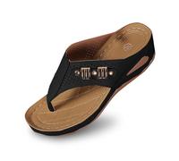 Pantoufles de bain pour femme - Mode d'été - En cuir - Confortables et respirantes, Noir , 39 EU