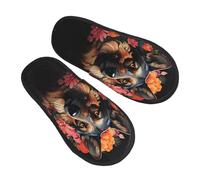 Pantoufles de berger allemand à fleurs colorées pour femmes et hommes, chaussons chauds et duveteux pour femme, chaussures de maison, pantoufles de chambre à coucher, pantoufles pelucheuses