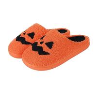 Pantoufles De Citrouille,Chaussons D'Halloween,Pantoufles Cerise,Hiver Claquette à la Fraise AntidéRapante Peluche Diapositives Douces Pour La Maison Pour IntéRieur Ou ExtéRieur（Citrouille）