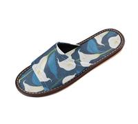 Pantoufles de douche blanches et bleues Calla Lilies pour homme et femme - Pour intérieur et extérieur - Souple - Personnalisé - Bout ouvert - Pour fête, voyage, invités, Lys calla blancs et bleus, 34