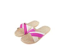 Pantoufles de Femmes Summer Home Home Slippers Femmes Lin de Lin Spiration Silent Slides Flip Flops for Femel Indoor Chores Chaussures Sandales de lin1,11 Étiquette 44-45