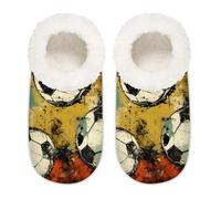 Pantoufles de football à l'aquarelle pour homme et femme - Style rétro - En mousse à mémoire de forme, multicolore, 6/6.5 UK Wide