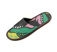 Pantoufles de mariée à carreaux bleu vert croco rugissant intérieur ultra léger antidérapant sur mesure sandales antidérapantes pour les invités de fête voyage zapatillas para mujer, Crocodile