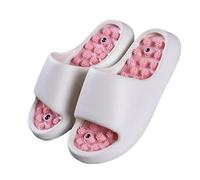 Pantoufles de massage d'acupression avec design à 3 aimants, semelle antidérapante, massage de la voûte plantaire et du talon, toboggan intérieur, rose (blanc, 6, adulte, femme, 6, numérique, système