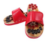 Pantoufles de Massage des Pieds en Jade Taille 39-40 | Pu Eva, Rouge, Semelle à Galets, Usage Intérieur, pour Adultes, Famille et Amis