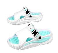Pantoufles de Massage d'été for hommes femmes, sandales d'extérieur, plage, diapositives d'intérieur confortables, sabots d'eau, maison(White blue,38-39)